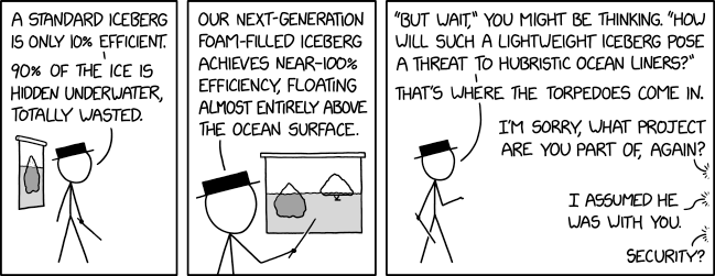 Our experimental aerogel iceberg with helium pockets manages true 100% efficiency, barely touching the water, and it can even lift off of the surface and fly to more efficiently pursue fleeing hubristic liners.