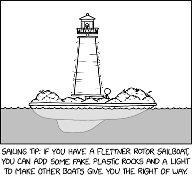 "And in maritime news, the Coast Guard is on the scene today after an apparent collision between two lighthouses."